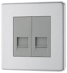 BG Electrical FBSBTM2 Nexus Screwless Flat-Plate Double Master Telephone Socket Brushed Steel by British General (BG-FBSBTM2-Shopify-SA_1)