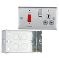 BG Nexus Brushed Steel 45A Switched Socket and Cooker Control Unit NBS70G with 35mm Steel Back Box