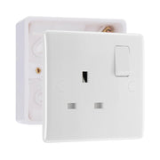 BG Nexus 13A 1 Pole Switched Socket White & 32mm Pattress Back Box by British General (BG-821+891)