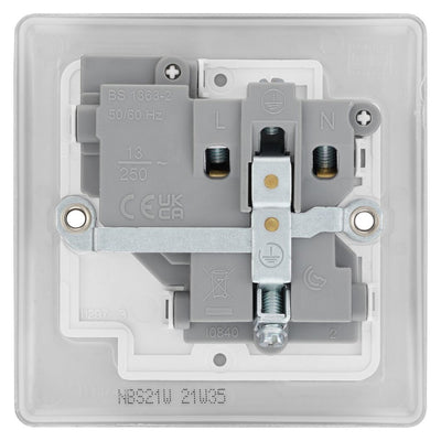 BG Nexus Metal Brushed Steel 13A Single Switched Socket NBS21W with 35mm Steel Back Box