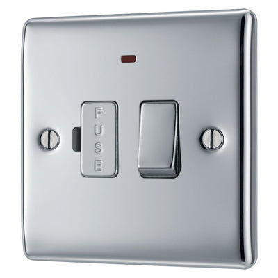 BG Nexus Polished Chrome 13A Neon Switched Fused Connection Unit NPC52 with 35mm Steel Back Box