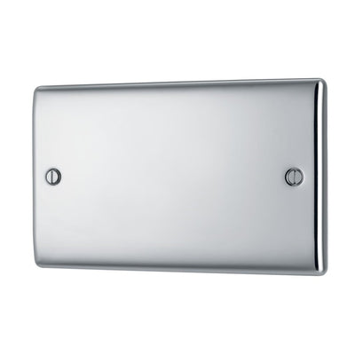 BG Nexus Polished Chrome Double Blank Plate NPC95 with 35mm Steel Back Box
