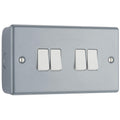BG MC544 Metal Clad 20A 16AX 2 Way Quadruple Light Switch