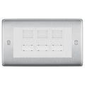 BG Nexus Brushed Steel 3 Gang RJ45 CAT6 Data Socket White Inserts