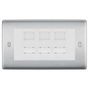 BG Nexus Brushed Steel 3 Gang RJ45 CAT6 Data Socket White Inserts by British General (BG-NBSRJ453C5EW)