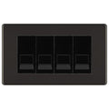 BG Screwless Black Nickel 4 Gang RJ11 Telephone Socket Euro Module - Black Insert