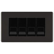 BG Screwless Black Nickel 4 Gang RJ11 Telephone Socket Euro Module - Black Insert by British General (BG-FBNRJ114B)
