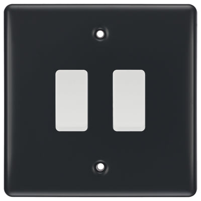 BG Part M 2 Gang Light Switch in Double Format Custom Grid by British General