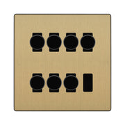 BG Evolve Satin Brass 7 Gang Trailing Edge LED Dimmer Light Switch 2 Way Custom Switch by British General (Evolve-SB-CUSTOM-7GANG-7xDIMMER- 2WAY)