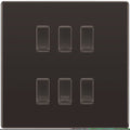 BG Screwless Black Nickel 6 Gang Engraved Custom Labelled Appliance Grid Switch