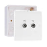 BG Electrical 2 Gang Diplex TV and FM Socket White & 32mm Pattress Back Box by British General (BG-866+891)