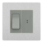 BG Evolve Brushed Steel 2 Way Single Pole Key Switch with 2 Way Single Pole Switch, Key Included - Grey Insert