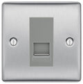 BG Nexus Brushed Steel Single RJ11 Telephone Socket NBSRJ111 - Grey Insert