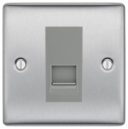 BG Nexus Brushed Steel Single RJ11 Telephone Socket NBSRJ111 - Grey Insert by British General (BG-NBSRJ111G)