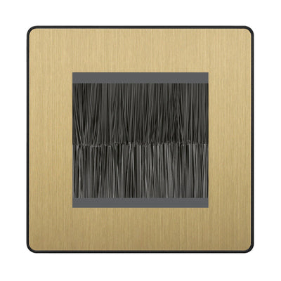 BG Evolve Satin Brass Screwless Twin 2 Gang Brush Cable Entry by British General (BG-PCDSBEMS2B+EMFO)