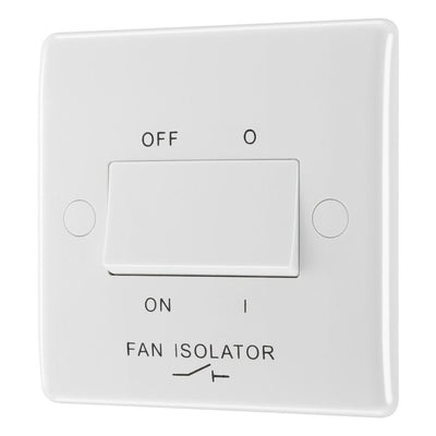 BG Nexus 3 Pole Fan Isolator Switch 10AX White & 32mm Pattress Back Box