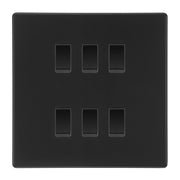 BG Matt Black Screwless 6 Gang 2 Way Custom Grid Light Switch with Back Box Included by British General (BG-SCL-MB-6G-CUSTOM-LIGHT-SWITCH)