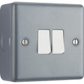 BG MC542 Metal Clad 20A 16AX 2 Way Double Light Switch