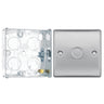 BG Nexus Brushed Steel 200W 2 Way Trailing Edge Single Dimmer Switch NBS81 with 25mm Steel Back Box by British General (BG-NBS81+HGS02)
