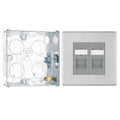 BG Screwless Brushed Steel 2 Gang RJ45 Double Data Outlet FBSRJ452 and 25mm Steel Back Box