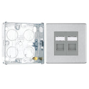 BG Screwless Brushed Steel 2 Gang RJ45 Double Data Outlet FBSRJ452 and 25mm Steel Back Box by British General (BG-FBSRJ452+HGS02)