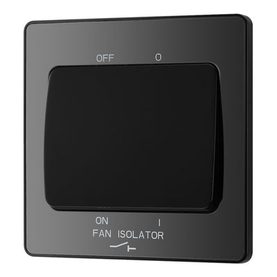 BG Evolve Black Chrome 10A 3 Pole Fan Isolator Switch PCDBC15B with 35mm Steel Back Box