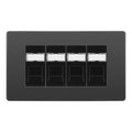 BG Evolve Black Chrome 4 Gang RJ45 Cat6 Data Socket Outlet Black Inserts