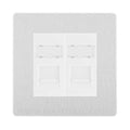 BG Evolve Brushed Steel 2 Gang RJ45 Data Socket PCDBSRJ452W White Inserts