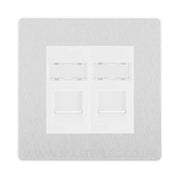 BG Evolve Brushed Steel 2 Gang RJ45 Data Socket PCDBSRJ452W White Inserts by British General (BG-PCDBSRJ452W)