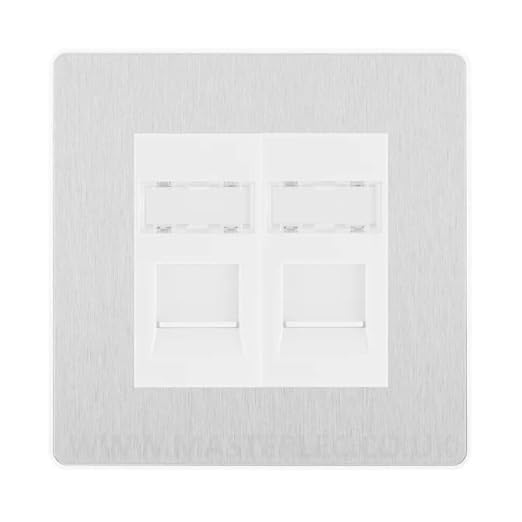 BG Evolve Brushed Steel 2 Gang RJ45 Data Socket PCDBSRJ452W White Inserts