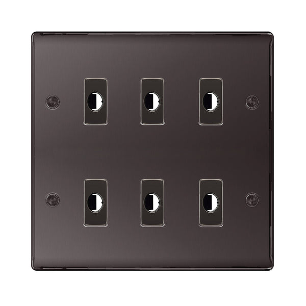 BG Nexus Metal Black Nickel 6 Gang Flex Outlet Socket