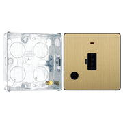 BG Evolve Satin Brass 13A Flex Outlet Neon Unswitched Fused Connection Unit PCDSB54B with 25mm Steel Back Box