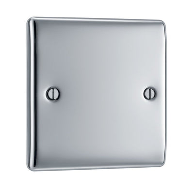 BG Nexus Polished Chrome Single Blank Plate NPC94 with 35mm Steel Back Box