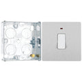 BG Evolve Brushed Steel 20A 2 Pole LED Switch PCDBS31W with 25mm Steel Back Box