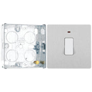 BG Evolve Brushed Steel 20A 2 Pole LED Switch PCDBS31W with 25mm Steel Back Box