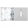 BG Evolve Brushed Steel 20A 2 Pole LED Switch PCDBS31W with 25mm Steel Back Box