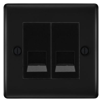 BG Nexus Matt Black Double Master Telephone Socket – Black Insert