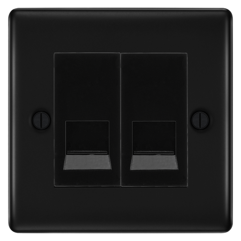 BG Nexus Matt Black Double Master Telephone Socket – Black Insert