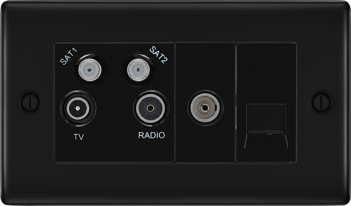 BG NFB69 Nexus Metal Quadplex TV FM SAT (x2) - Black Insert - Matt Black