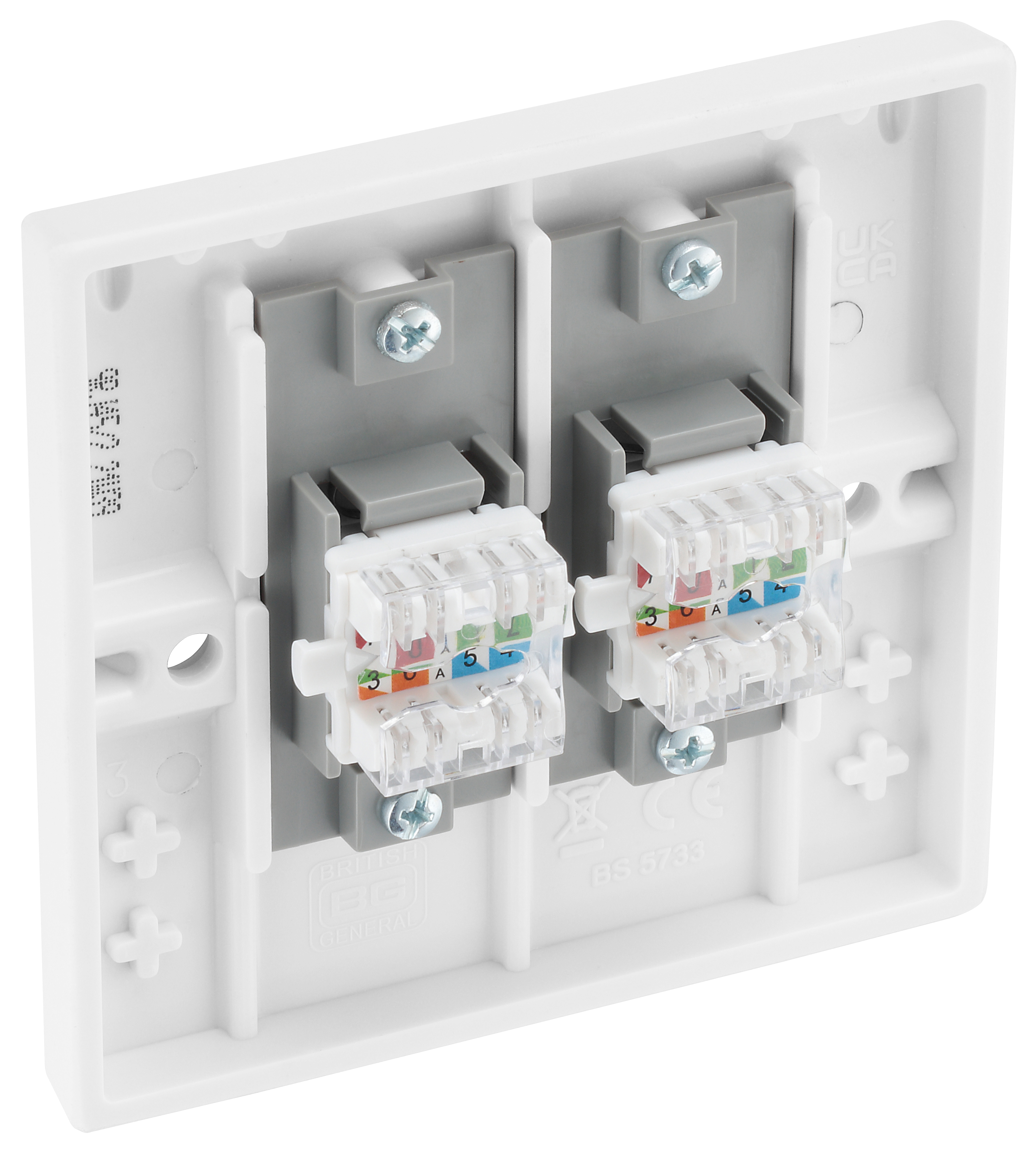 BG 9RJ45/2 Moulded Square Edge | White | 2 Gang RJ45 Scre...