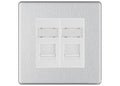 BG Screwless Brushed Steel 2 Gang RJ45 Data Socket FBSRJ452W White Inserts