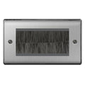 BG Brushed Steel Satin Double 4 Gang Brush Cable Entry Wall Plate Black