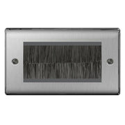 BG Brushed Steel Satin Double 4 Gang Brush Cable Entry Wall Plate Black by British General (BG-NBSEMR4+EMFO-1)