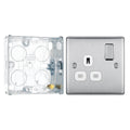 BG Nexus Metal Brushed Steel 13A Single Socket NBS21W with 25mm Steel Back Box