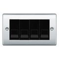 BG Nexus Polished Chrome 4 Gang RJ11 Telephone Socket Euro Module - Black Insert