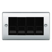 BG Nexus Polished Chrome 4 Gang RJ11 Telephone Socket Euro Module - Black Insert by British General (BG-NPCRJ114B)