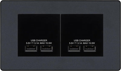 BG Evolve Matt Grey 4G Euro Plate with 2X USB-A Dual Chargers – Black Insert