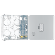BG Screwless Polished Chrome 13A Unswitched Spur + Cable Outlet FPC55 with 35mm Steel Back Box