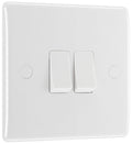 BG 842 Moulded Round Edge | White | 2 Gang 10AX 2 Way Plate Switch