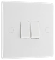 BG 842 Moulded Round Edge | White | 2 Gang 10AX 2 Way Plate Switch by British General (BG-842)